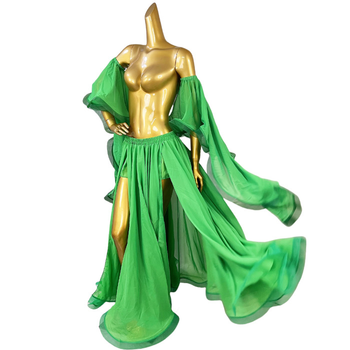 Belly Dance Skirt Slit Both Side With Arm Sleeves For Performance,EDC Festival