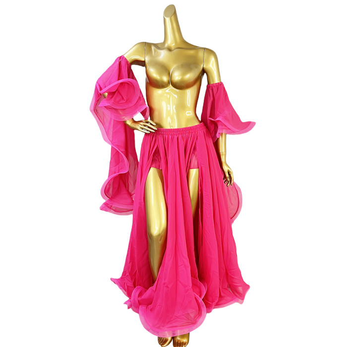Belly Dance Skirt Slit Both Side With Arm Sleeves For Performance,EDC Festival