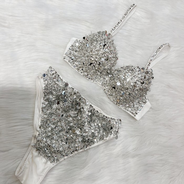 Samba Carnival Handmade Sequins And Beads Bra With High Waist Bottom For Carnival Costumes,EDC Cloth