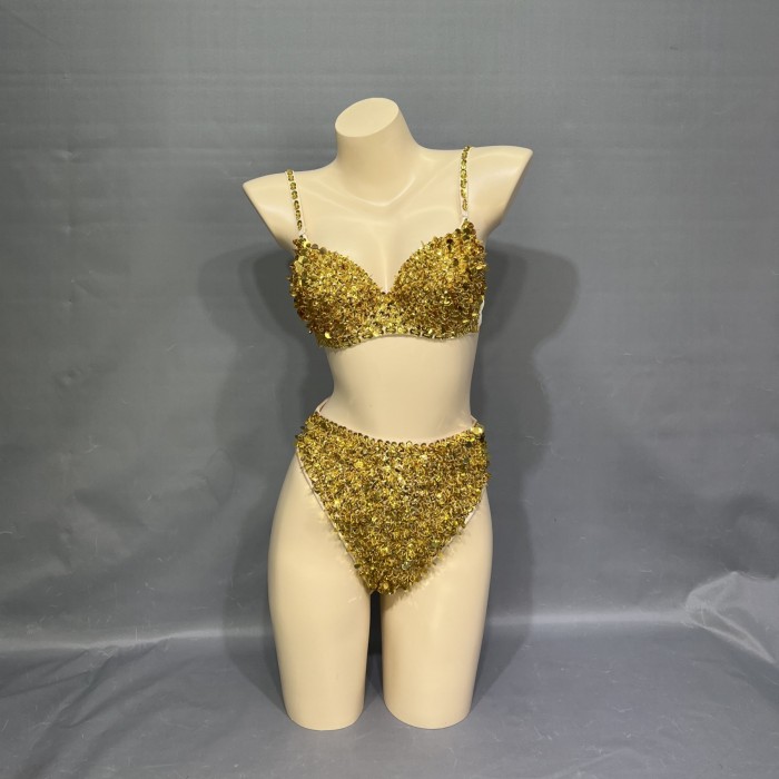 Samba Carnival Handmade Sequins And Beads Bra With High Waist Bottom For Carnival Costumes,EDC Cloth