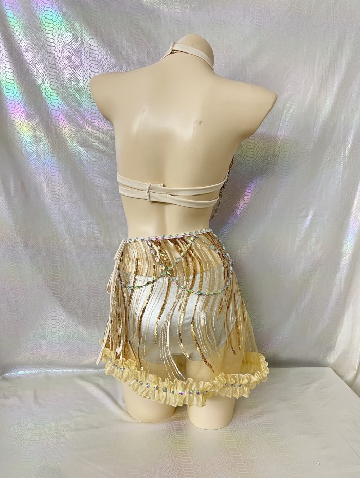 New Sexy Women Costumes Bra Panty With Mini skirt For Party and EDC