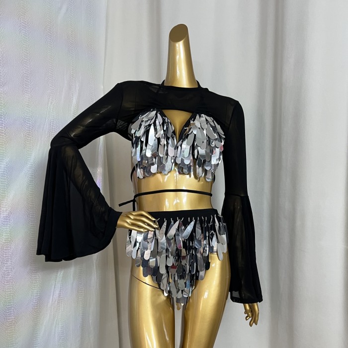 New Style Samba Carnival Handmade Bikini Top And Bottom With Water Droplet Beads For EDC Party,Rave Festival