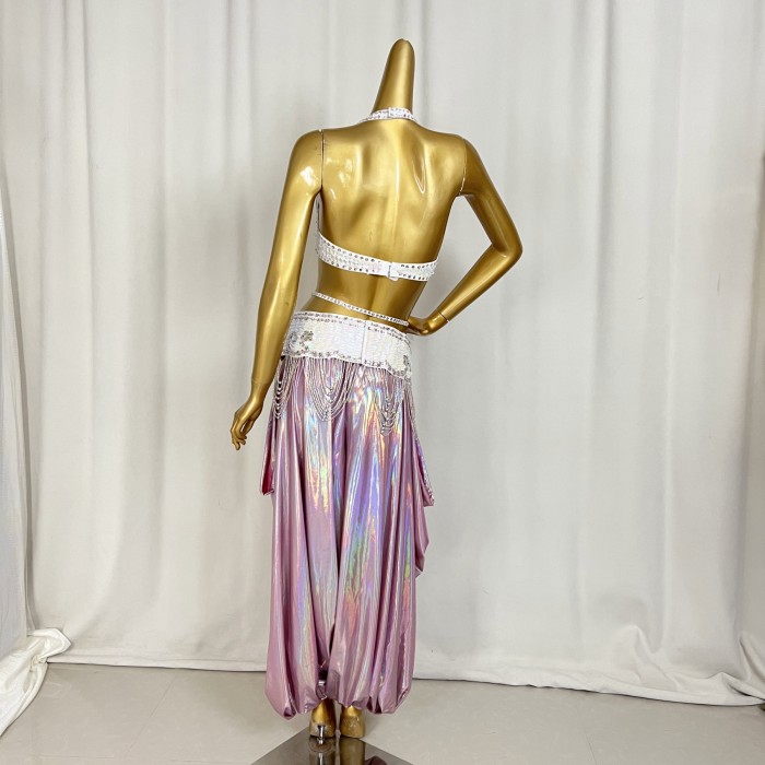Samba Carnival Belly Dance Costumes Handmade Beads Bra And Belt With Lantern Pants For Performance Costumes