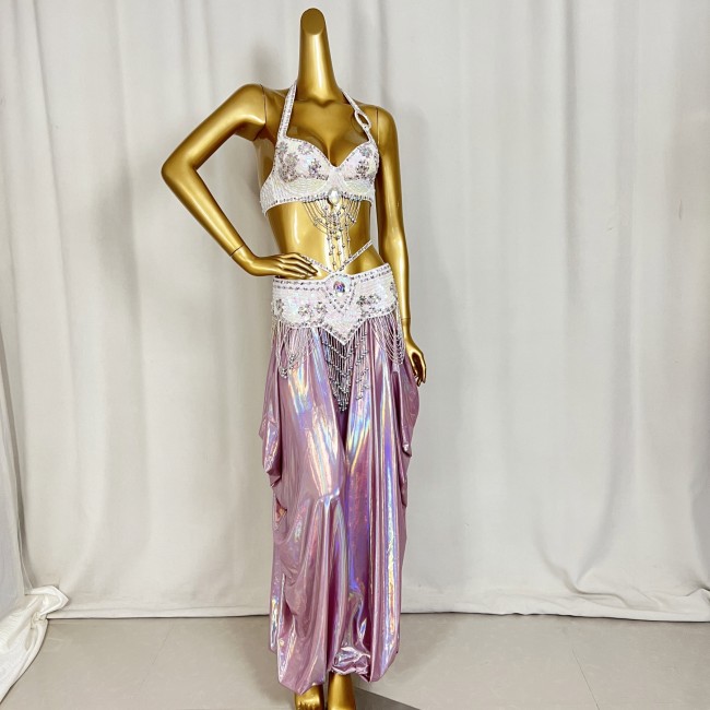 Samba Carnival Belly Dance Costumes Handmade Beads Bra And Belt With Lantern Pants For Performance Costumes