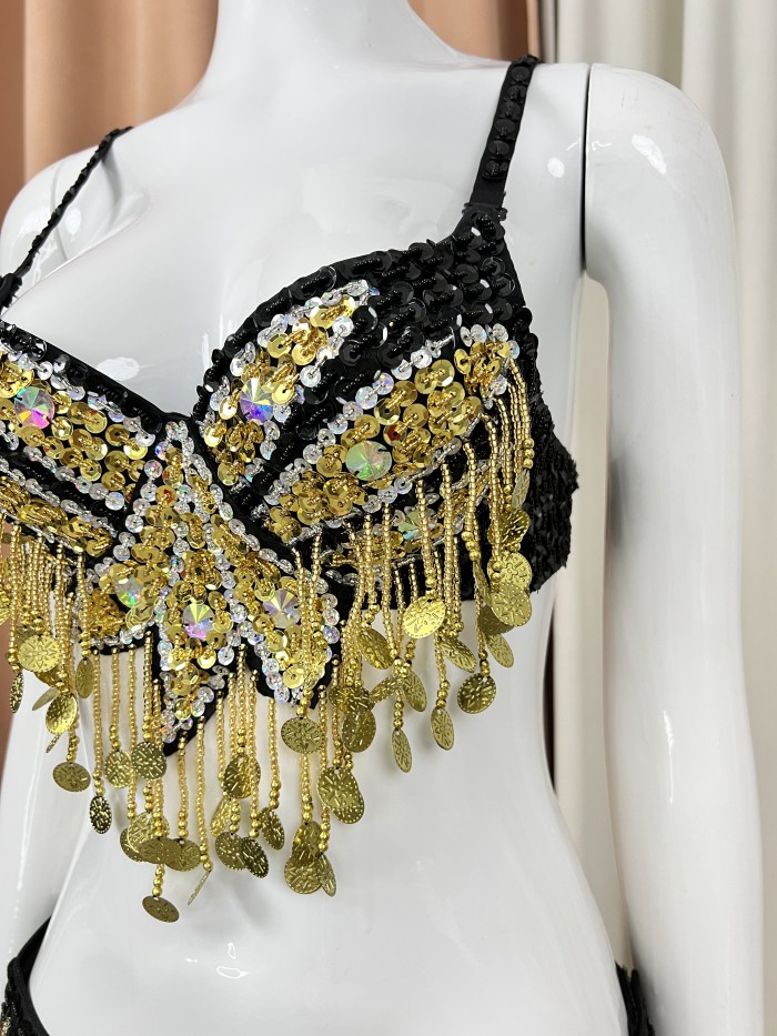 Free Shipping Hand Beaded Belly Dance Samba Costumes  Bra and Belt 2pcs TF246