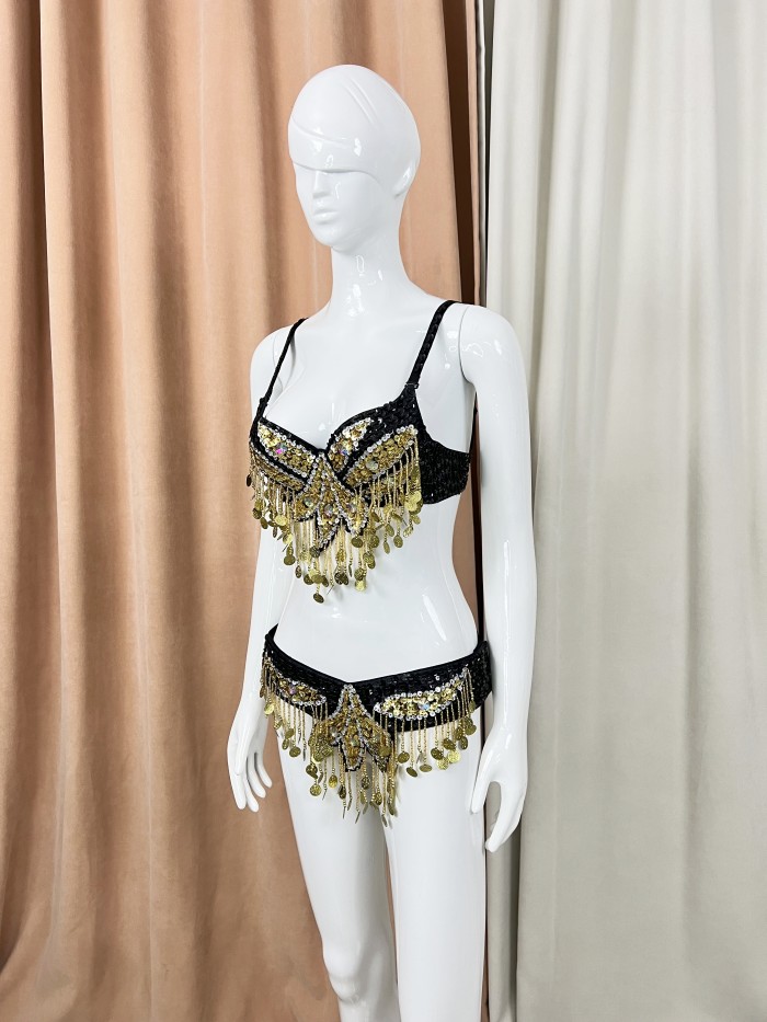 Free Shipping Hand Beaded Belly Dance Samba Costumes  Bra and Belt 2pcs TF246