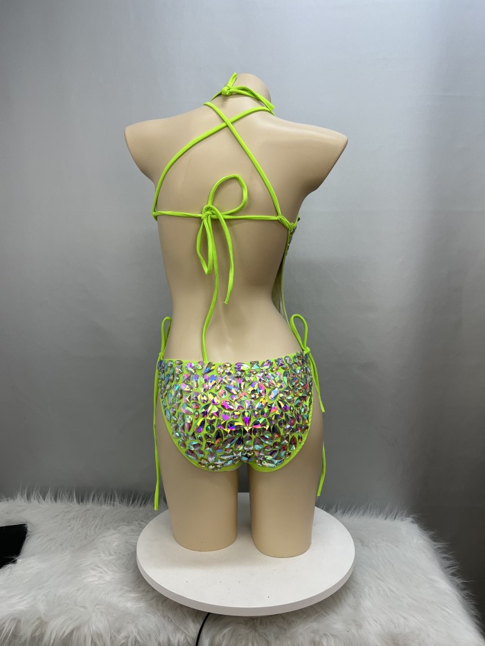 New Women Dancewear Color Stone Stage Costume Bodysuit Swimsuit One Piece Lady Bellydance Sexy Belly Dancing Costume Outfit
