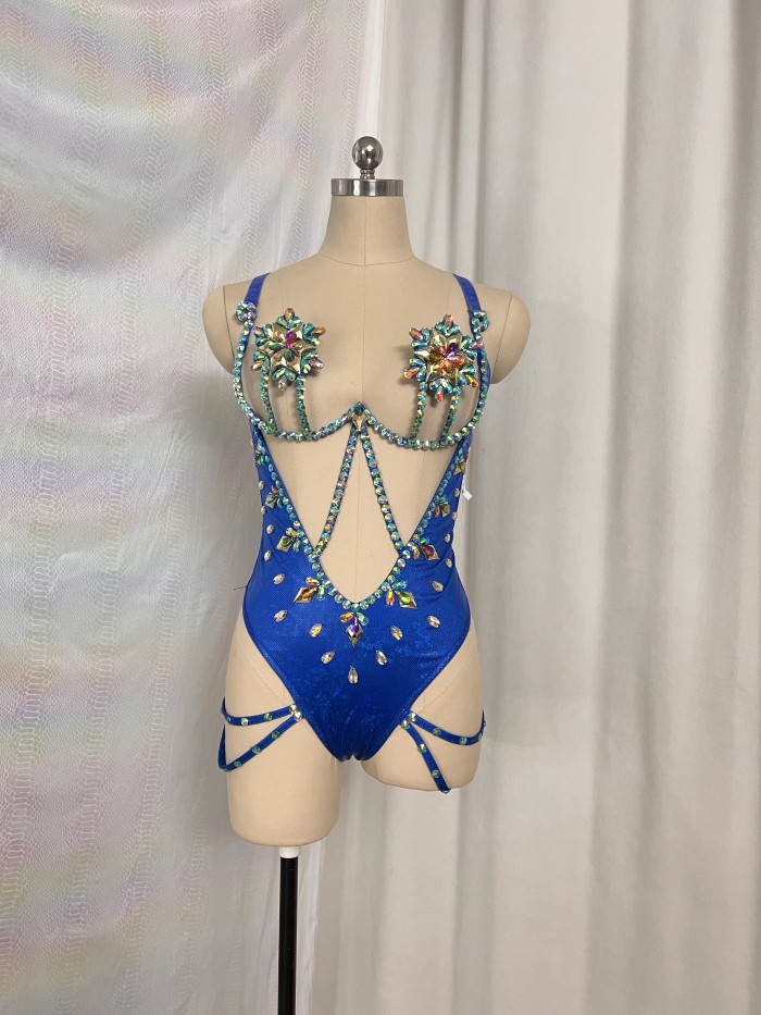 New Style Handmade Monokini Bodysuit Wire Bra With Thong Red Color For Samba Carnival