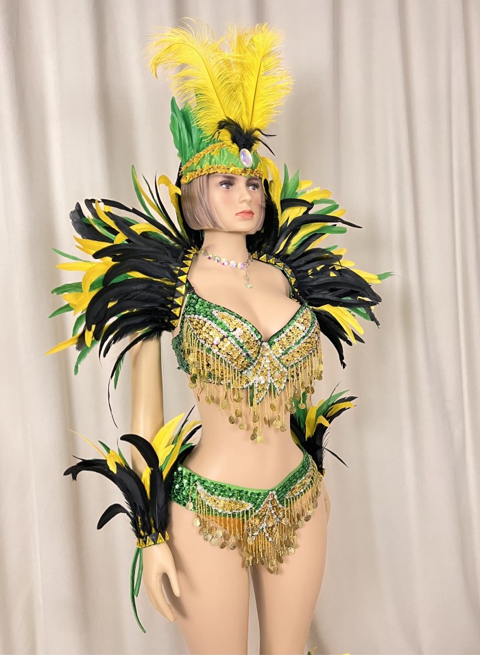 Hot sale Women's beaded Crystal belly dance costume wear sexy bellydancing costumes bellydance clothes with feather