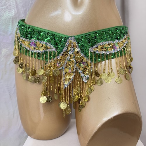 High Quality  Women's sequins Belly Dance Costume Sexy Hip Scarf Wrap bellydance Belt with tassel  beading waist chain BELT246