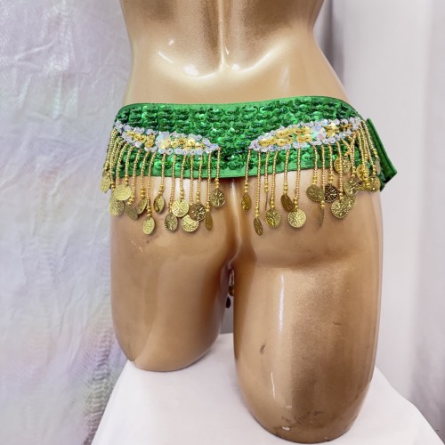 High Quality  Women's sequins Belly Dance Costume Sexy Hip Scarf Wrap bellydance Belt with tassel  beading waist chain BELT246