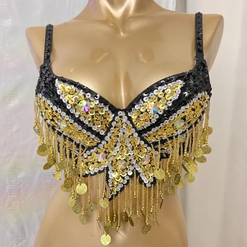 New Women's belly dance costumes senior bra belly dancing clothes Bellydance Bead Sequins tops BAR246