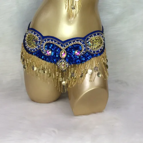 High Quality  Women's sequins Belly Dance Costume Sexy Hip Scarf Wrap bellydance Belt with tassel  beading waist chain BELT1601