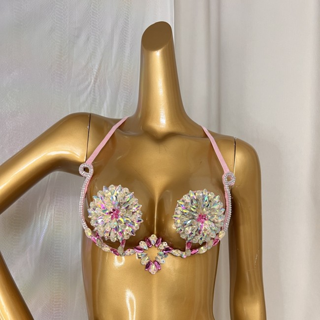 New Style Handmade Samba Carnival Wire Bra With Stones For EDC Festival Rave Carnival BB057