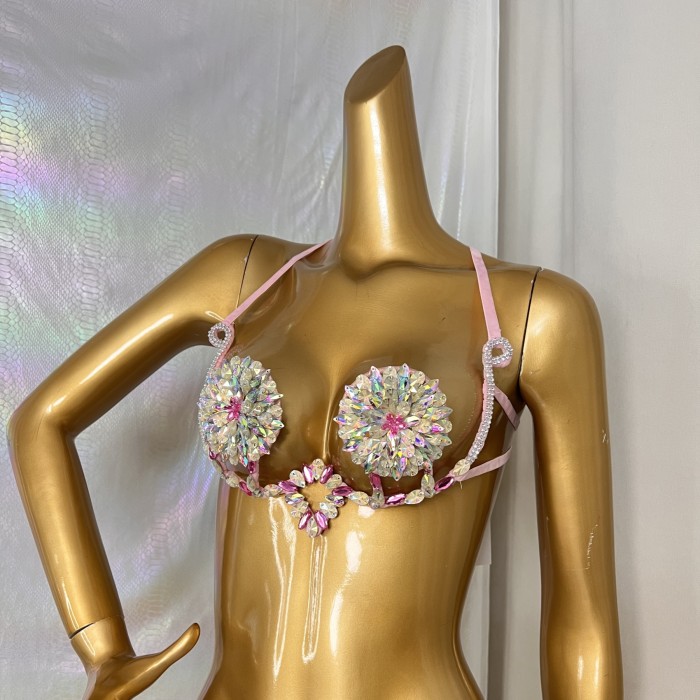 New Style Handmade Samba Carnival Wire Bra With Stones For EDC Festival Rave Carnival BB057
