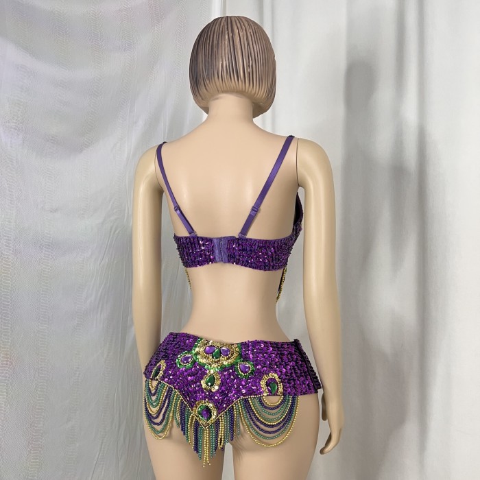 New Style Belly Dance Costumes Handmade Beads And Sequins Bra And Belt For Samba Carnival Set