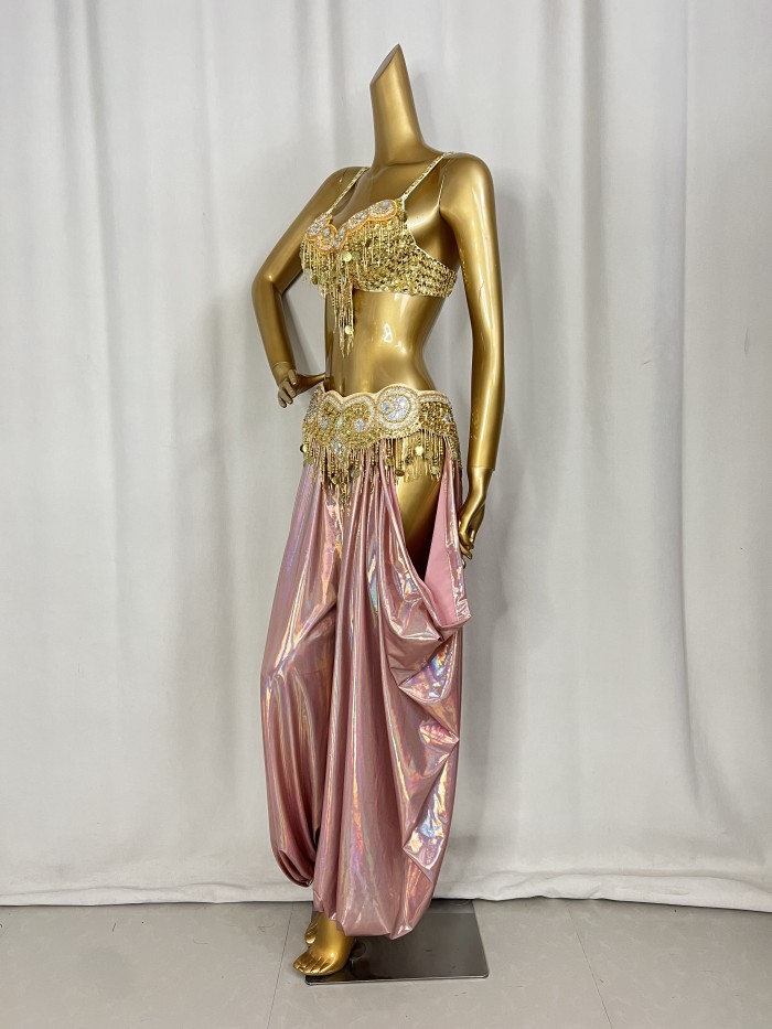 Samba Carnival Belly Dance Costumes Handmade Beads Bra And Belt With Lantern Pants For Performance Costumes