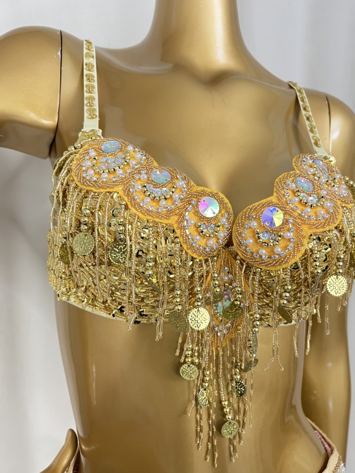 Samba Carnival Belly Dance Costumes Handmade Beads Bra And Belt With Lantern Pants For Performance Costumes