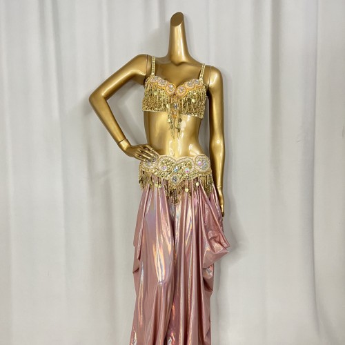 Samba Carnival Belly Dance Costumes Handmade Beads Bra And Belt With Lantern Pants For Performance Costumes
