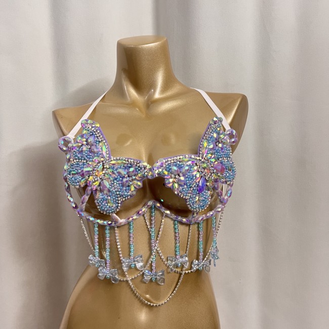 New Handmade Samba Carnival Butterfly Shape Wire Bra With Stones For EDC Festival Rave Carnival BB060