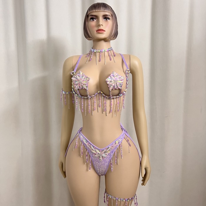 New Handmade Top Quality Samba Rio Carnival Wire Bra+Panty With Stone Sexy Belly Dancing Costume