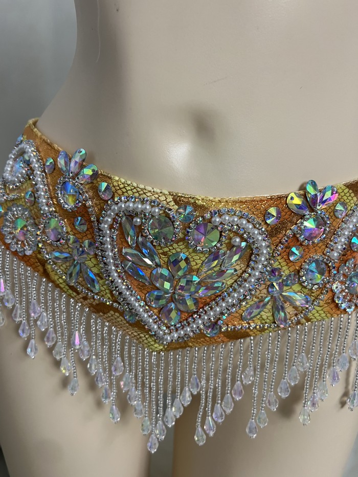 New women's belly dance costume set showgirl belly dancing clothes halloween bellydance Clothes Beaded Top&belt Carnival TF2501