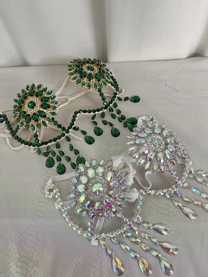 New Handmade Samba Carnival  Wire Bra With Stones For EDC Festival Rave Carnival BB061