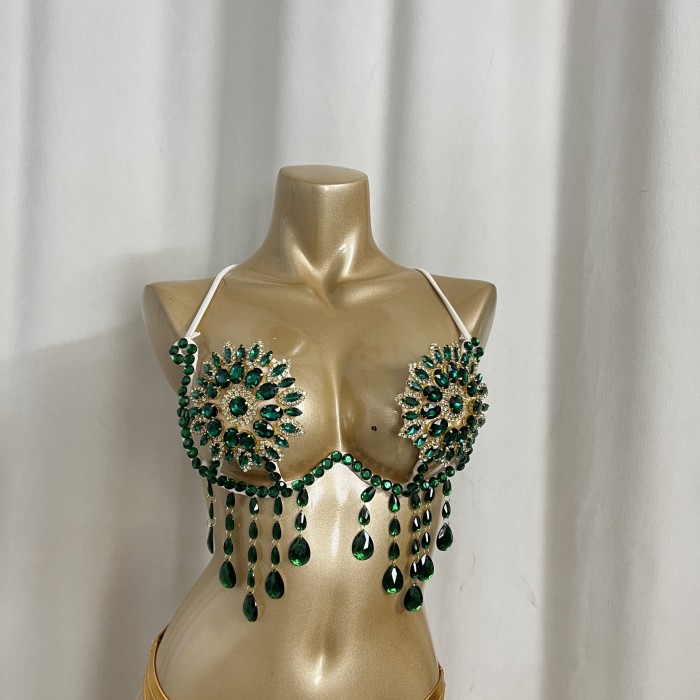 New Handmade Samba Carnival  Wire Bra With Stones For EDC Festival Rave Carnival BB061