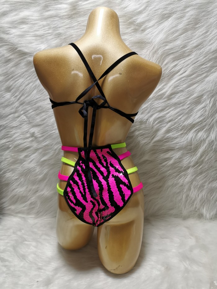 Samba Carnival Wire Bra And Panty Sequins And Stones Handmade 2 piece CB031