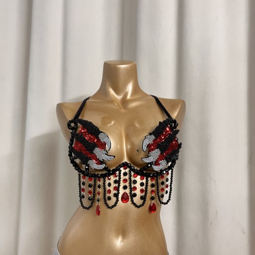 New Handmade Samba Carnival  Wire Bra With Stones Dinosaur Claw Scratches For EDC Festival Rave Carnival BB062