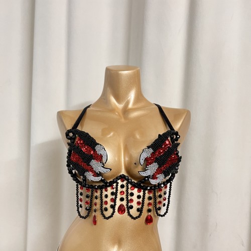 New Handmade Samba Carnival  Wire Bra With Stones Dinosaur Claw Scratches For EDC Festival Rave Carnival BB062