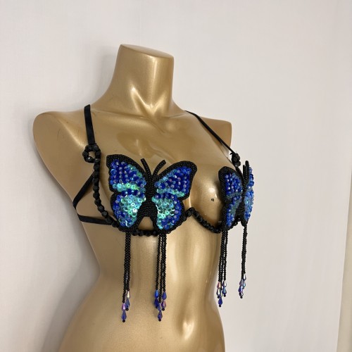 New Handmade Samba Carnival Butterfly Shape Wire Bra With Stones For EDC Festival Rave Carnival BB063