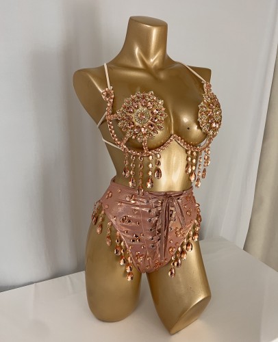 New Style Samba Carnival Handmade Costumes Wire Bra And Panty  For Rave BP043