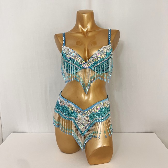 Hand Beaded Belly Dance Samba Costumes Bra and Belt 2pcs TF2502