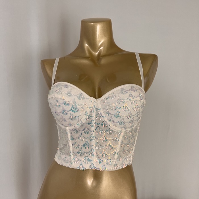 Sexy Corset Top For Women Nightclub Stones Top With Chest Pad Party Short Clothes