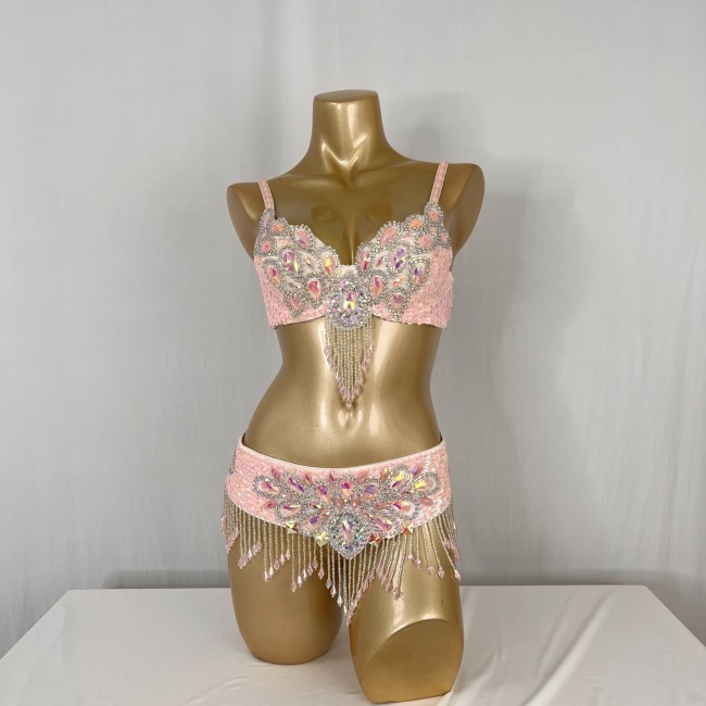 Hand Beaded Belly Dance Samba Costumes Bra and Belt 2pcs TF2505