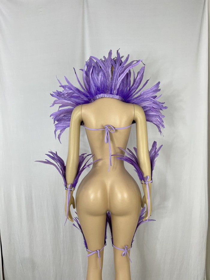 New Style Carnival Showgirl Feather Shawl,arm and leg piece with Stones For Stage Performance,EDC festival