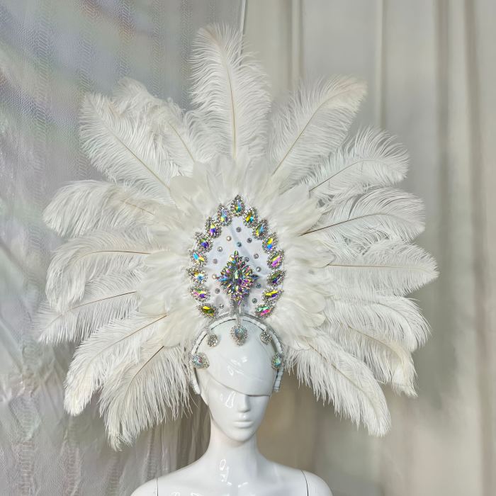 New Style Samba Carnival Feather Headpiece With Stones