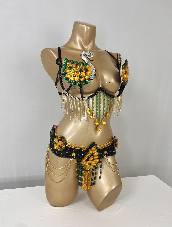 Samba Carnival Handmade Wire Bra And Belt With Stones For EDC