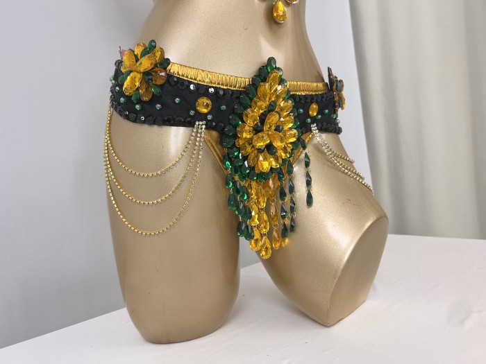 Samba Carnival Handmade Wire Bra And Belt With Stones For EDC