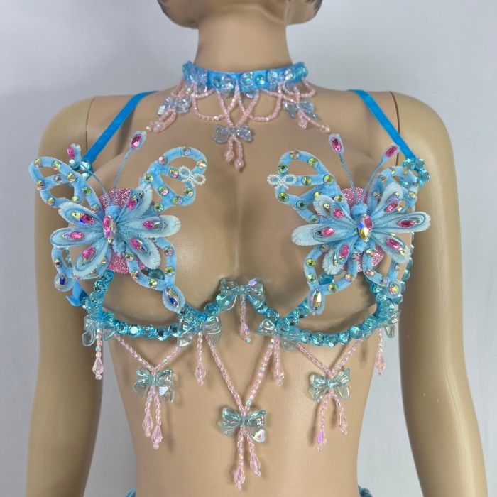 New Handmade Top Quality Samba Rio Carnival Wire Bra+Panty With Stone Sexy Belly Dancing Costume