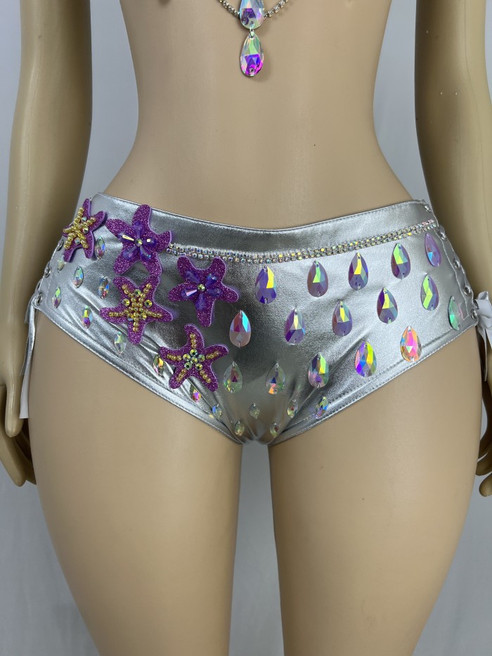 Samba Carnival Handmade Wire Bra With Boy Shorts With Strings Starfish Pattern For EDC C093