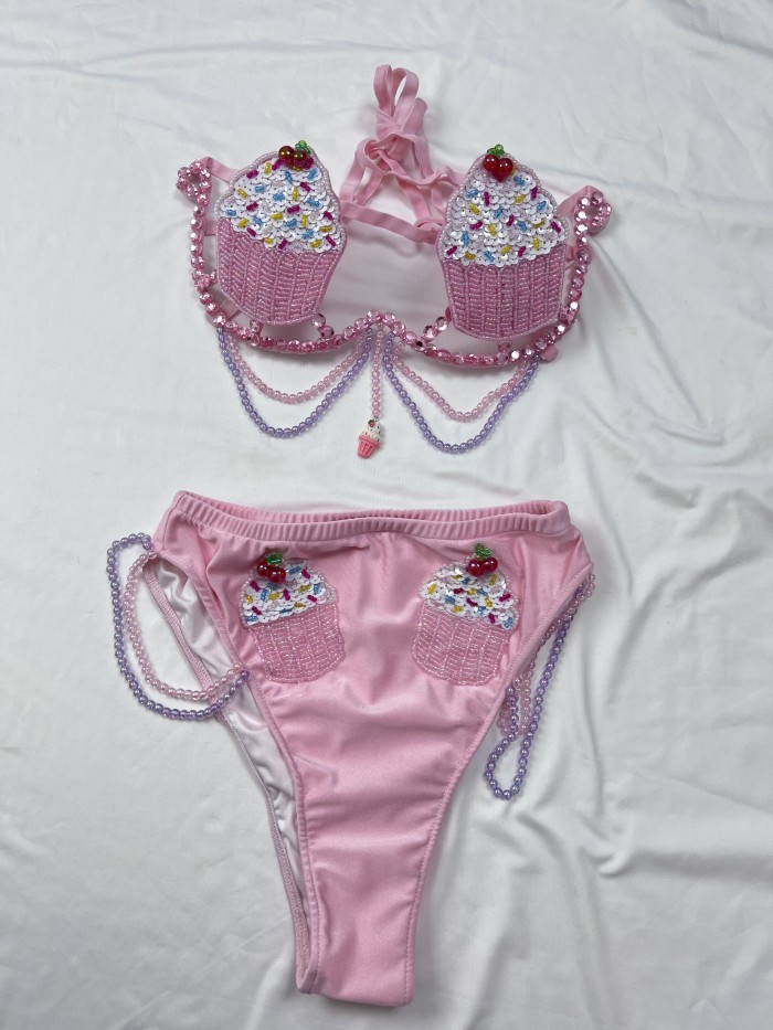 New Style Samba Carnival Handmade Wire Bra And Panty  For EDC Showgirl Performance Costumes BP047