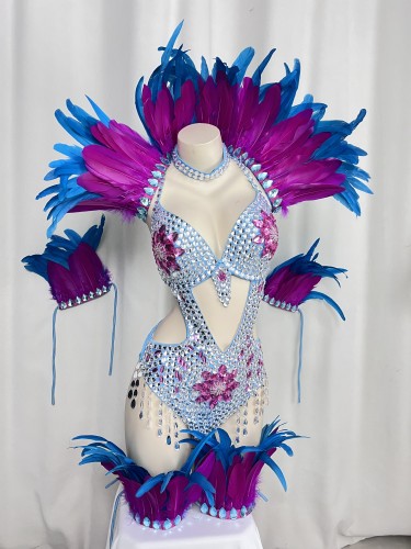 Sexy Samba Handmade Showgirl Costumes With Feather For EDC Performance Costumes
