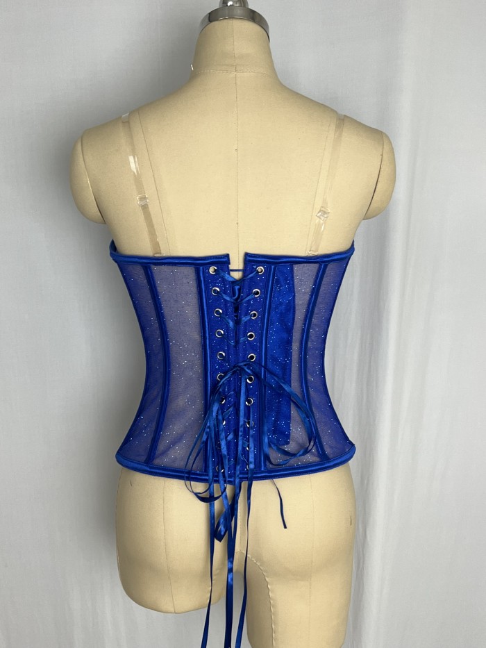 Fashionable and sexy strapless fishbone rhinestone vest top
