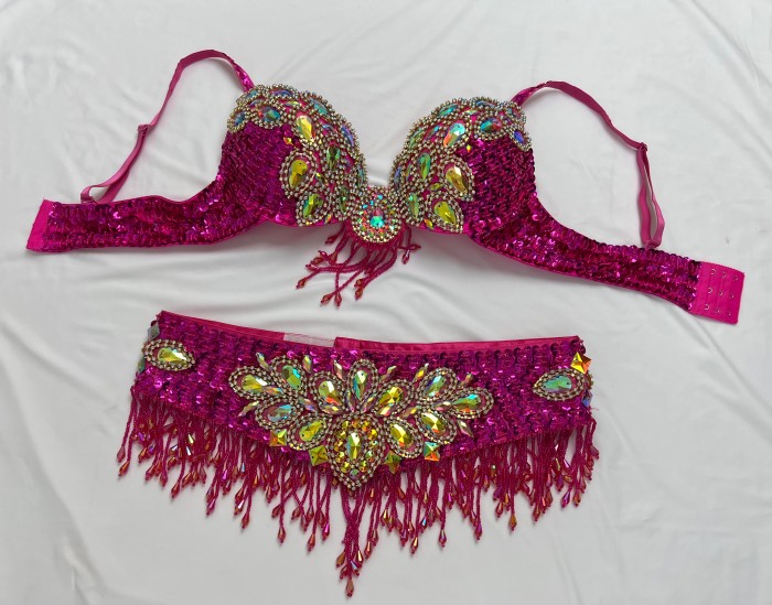 Hand Beaded Belly Dance Samba Costumes Bra and Belt 2pcs TF2505