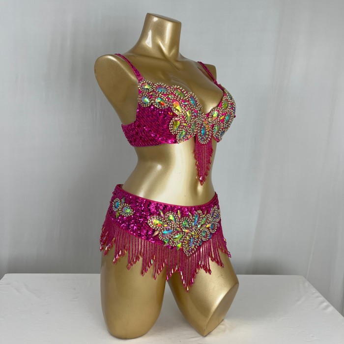 Hand Beaded Belly Dance Samba Costumes Bra and Belt 2pcs TF2505