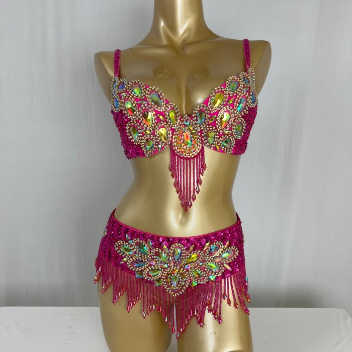 Hand Beaded Belly Dance Samba Costumes Bra and Belt 2pcs TF2505