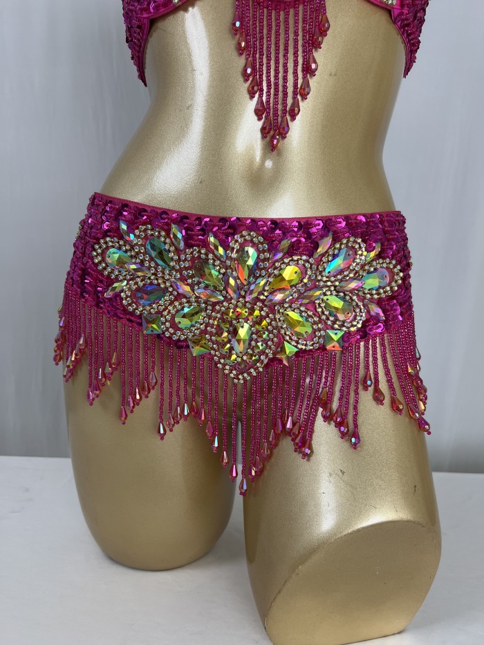 Hand Beaded Belly Dance Samba Costumes Bra and Belt 2pcs TF2505