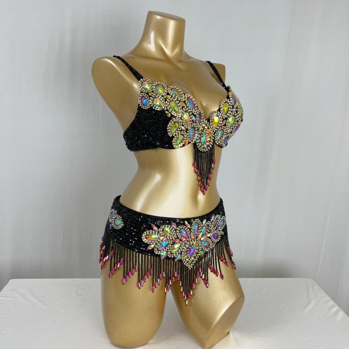 Hand Beaded Belly Dance Samba Costumes Bra and Belt 2pcs TF2505